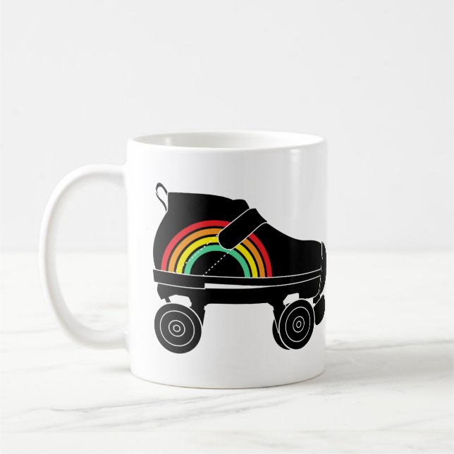 quad roller skate rainbow coffee mug (Left)