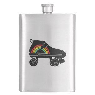 quad roller skate rainbow hip flask