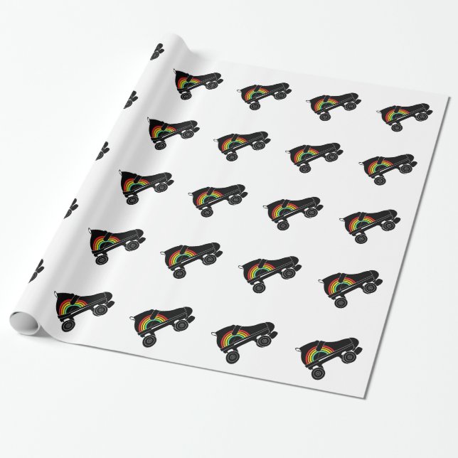 quad roller skate rainbow wrapping paper (Unrolled)