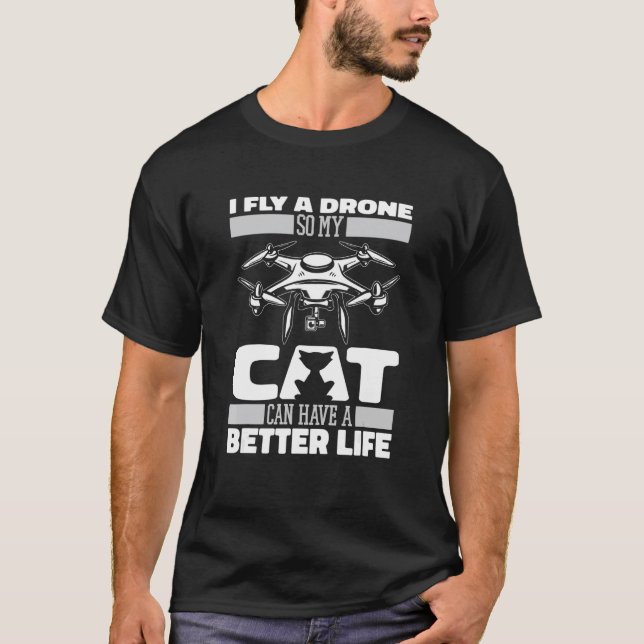 Quadcopter Cat Operator   Drone Pilot T-Shirt (Front)