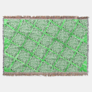 Quadradas, fake azulejo, fakes folhagens verdes. throw blanket