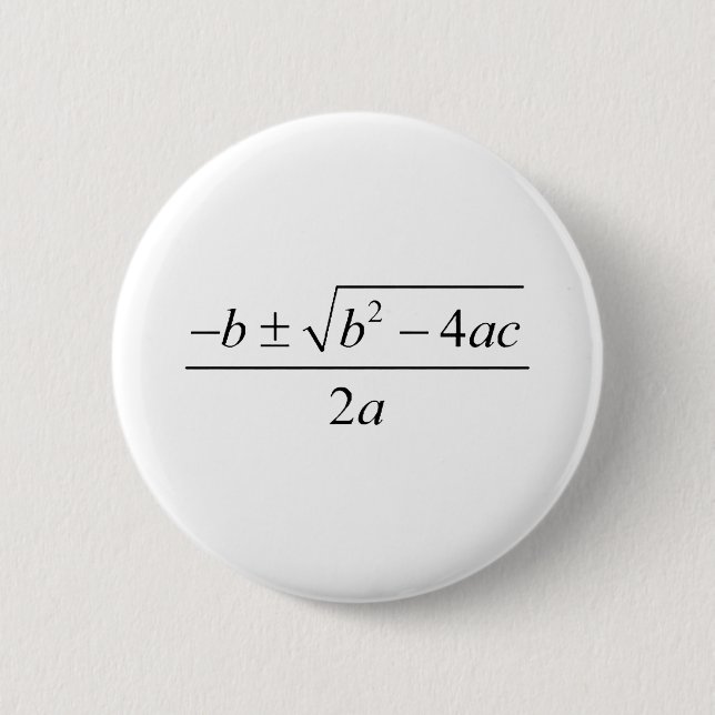 quadratic formula, quadratic equation 2 inch round button (Front)