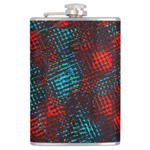 Quadriculados riscados de cor azul claro, vermelho hip flask
