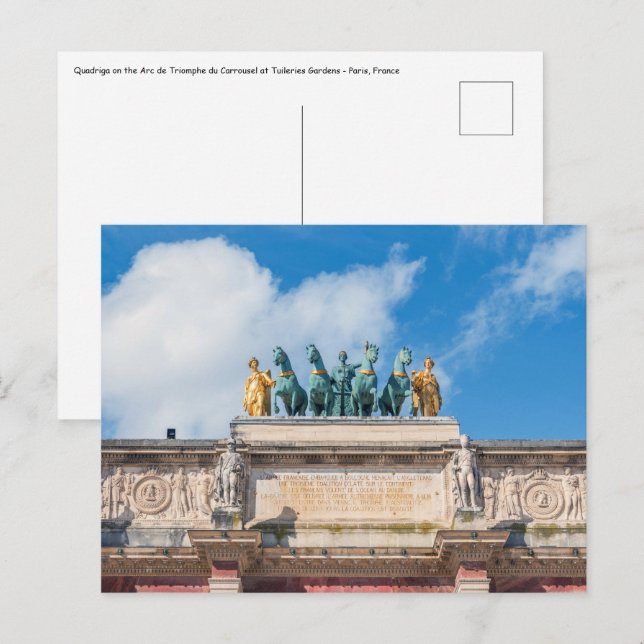 Quadriga on Arc de Triomphe du Carrousel - Paris Postcard (Front/Back)
