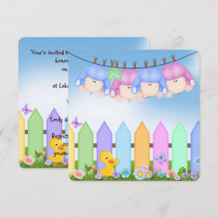 Quadruplet Baby Shower Invitation