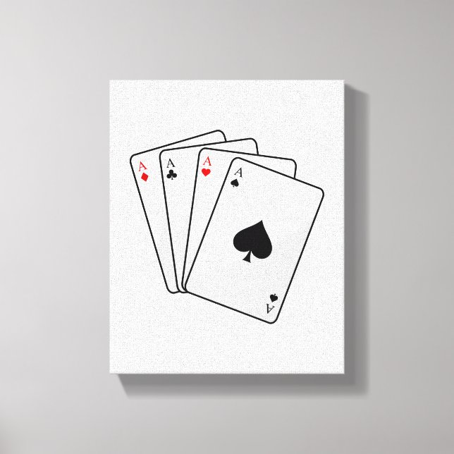 Quadruplets Aces Poker cards at Poker Canvas Print (Front)