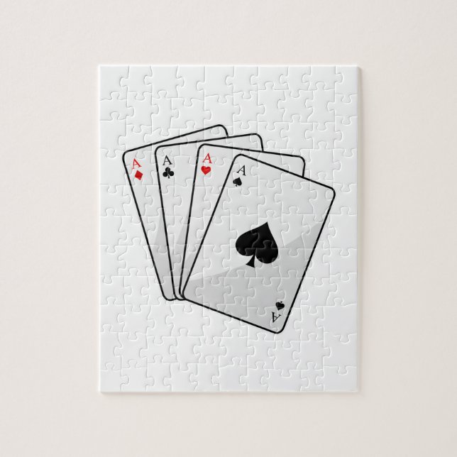 Quadruplets Aces Poker cards at Poker Jigsaw Puzzle (Vertical)