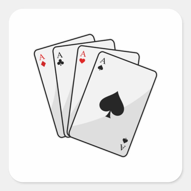 Quadruplets Aces Poker cards at Poker Square Sticker (Front)