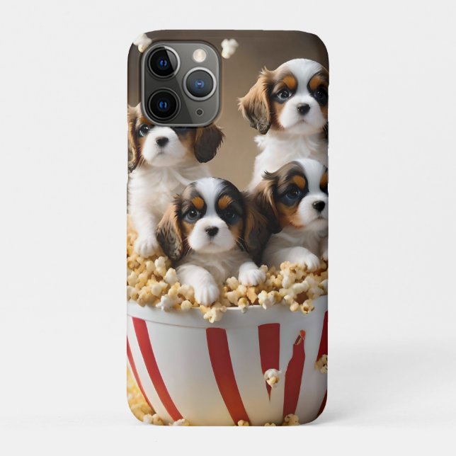 Quads Cavalier Spaniel Puppies In The Popcorn, Case-Mate iPhone Case (Back)