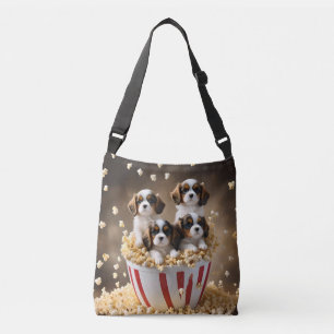 Quads Cavalier Spaniel Puppies In The Popcorn, Crossbody Bag