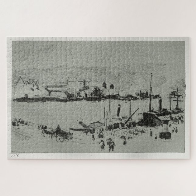 Quai Boieldieu in Rouen (1896) by Camille Pissarro Jigsaw Puzzle (Horizontal)