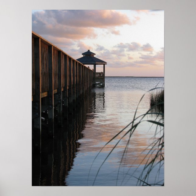 Quai & Gazebo à Sunset, Outer Banks NC Poster (Devant)