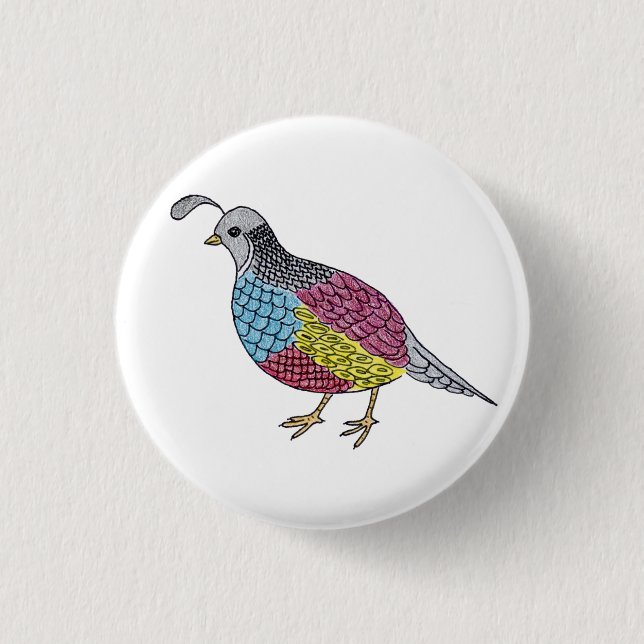 quail 1 inch round button (Front)