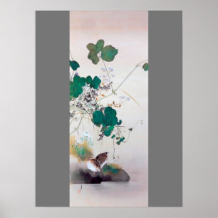 Quail and Autumn Flowers, Watanabe Seitei Poster