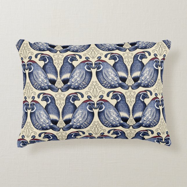 Quail Bird Navy et Cream Accent Coussin (Devant)