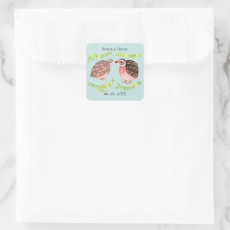 Quail Couple with heart Custom Wedding Favor