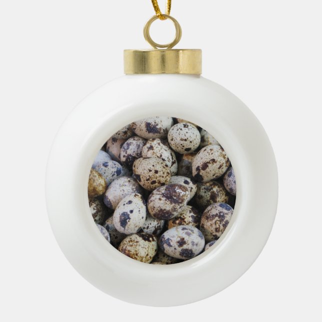 Quail Eggs Ceramic Ball Christmas Ornament (Front)