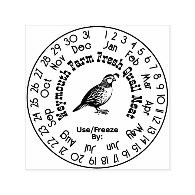 Quail Farm Meat Eggs Freshness Calendar Date #3S Self-inking Stamp (Design)