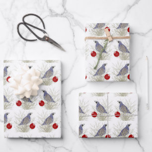 Quail Holiday Wrapping Paper Sheets