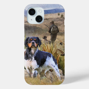 Quail Hunting with a Brittany Spaniels, Art  iPhone 15 Case