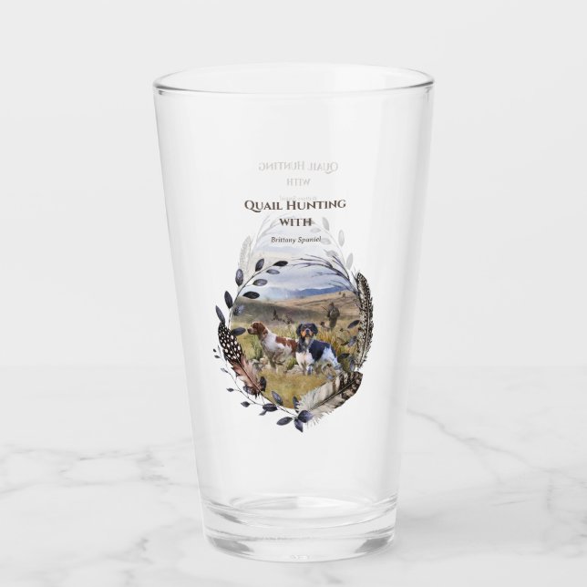 Quail Hunting with a Brittany Spaniels, Art  Glass (Front)