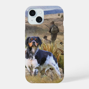 Quail Hunting with a Brittany Spaniels, Art  iPhone 15 Case