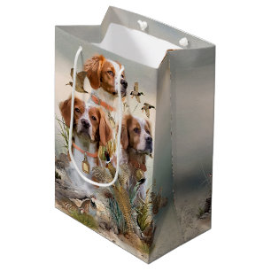 Quail Hunting with a Brittany Spaniels, Art  Medium Gift Bag