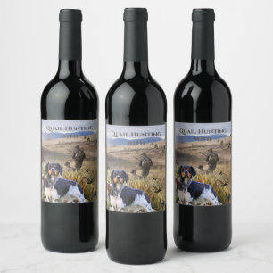 Quail Hunting with a Brittany Spaniels, Art Wine Label
