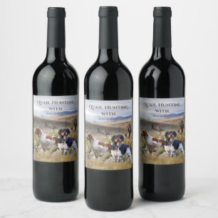 Quail Hunting with a Brittany Spaniels, Art Wine Label