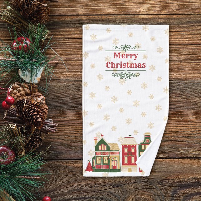 Quaint Christmas Village Hand Towel (Creator Uploaded)