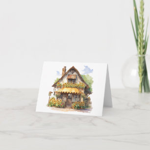 Quaint Countryside Cottage Blank Greeting Card