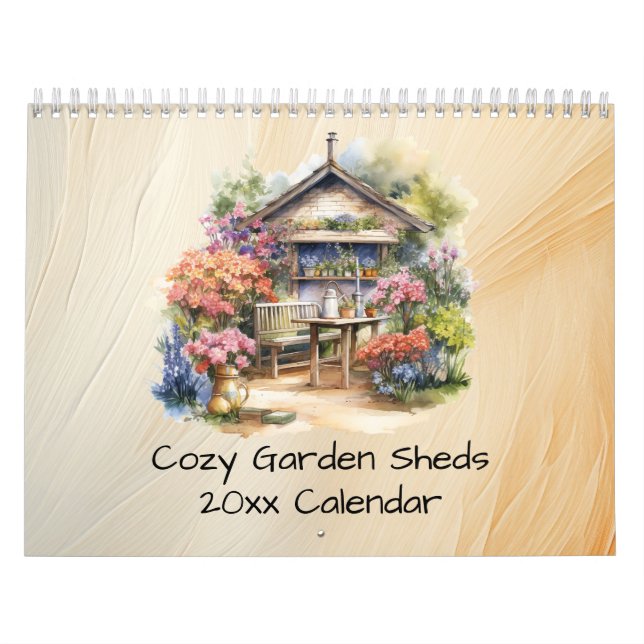 Quaint Cozy Garden Sheds with Flowers Patios Calendar (Cover)