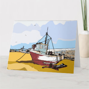 Quaint Fishing Boat Editable  Card