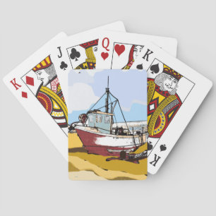Quaint Fishing Boat Playing Cards