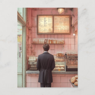 Quaint French Bakery Interior Vintage Aesthetic Postcard