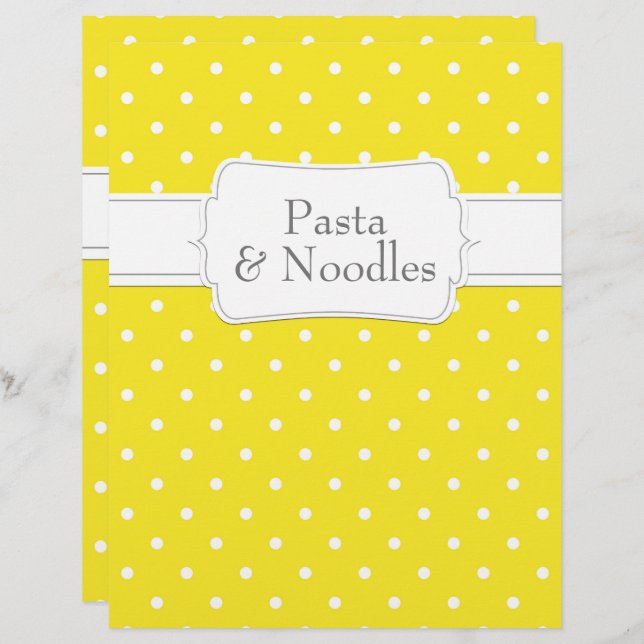 Quaint Grey & Yellow Polka Dot Recipe Divider (Front/Back)