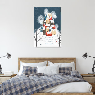 Quaint Little Village On A Hill-Silent Night Poem Canvas Print