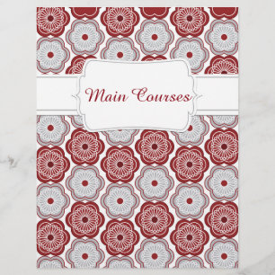 Quaint Maroon & Grey Floral Recipe Divider