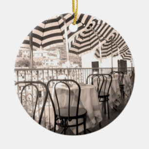 Quaint restaurant balcony, Italy Ceramic Ornament