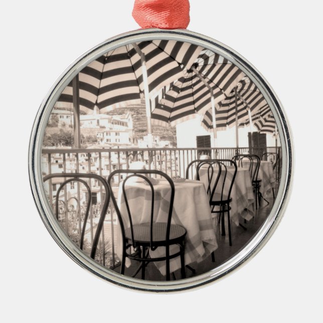 Quaint restaurant balcony, Italy Metal Ornament (Front)