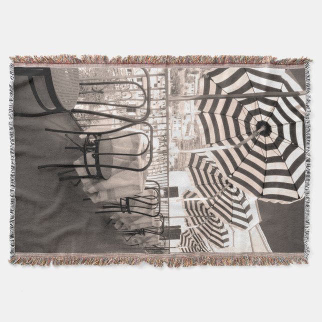 Quaint restaurant balcony, Italy Throw Blanket (Front)