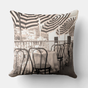 Quaint restaurant balcony, Italy Throw Pillow