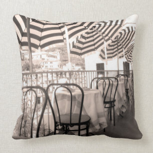 Quaint restaurant balcony, Italy Throw Pillow