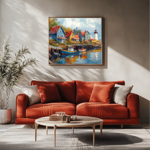 Quaint Seaside Fishing Village Canvas Print