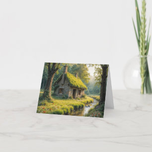 Quaint Stone Cottage By a Woodland Stream Thank You Card