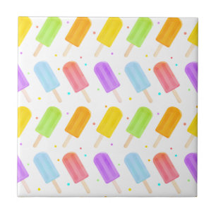 Quaint Tasty Summer Watercolour Popsicle Pattern Tile