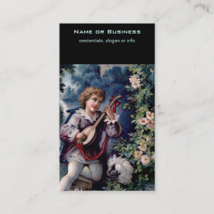 Quaint Vintage Mandolin Player Business Card