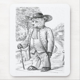 Quaker Bear - Letter Q - Vintage Teddy Bear Mouse Pad