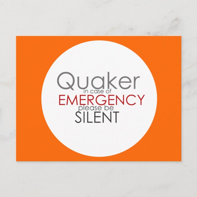 Quaker Emergency Postcard (Front)