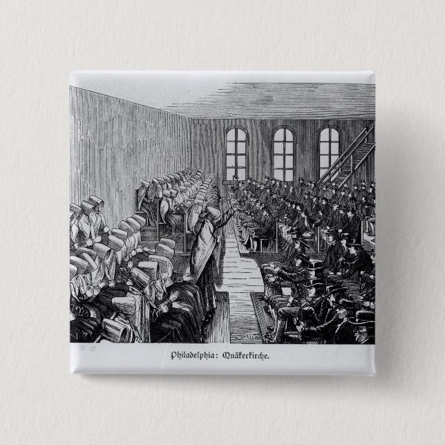 Quaker Meeting, Philadelphia 2 Inch Square Button (Front)